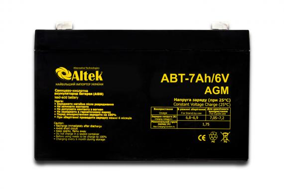Свинцево кислотна гелева акумуляторна батарея Altek ABT-7-6-AGM